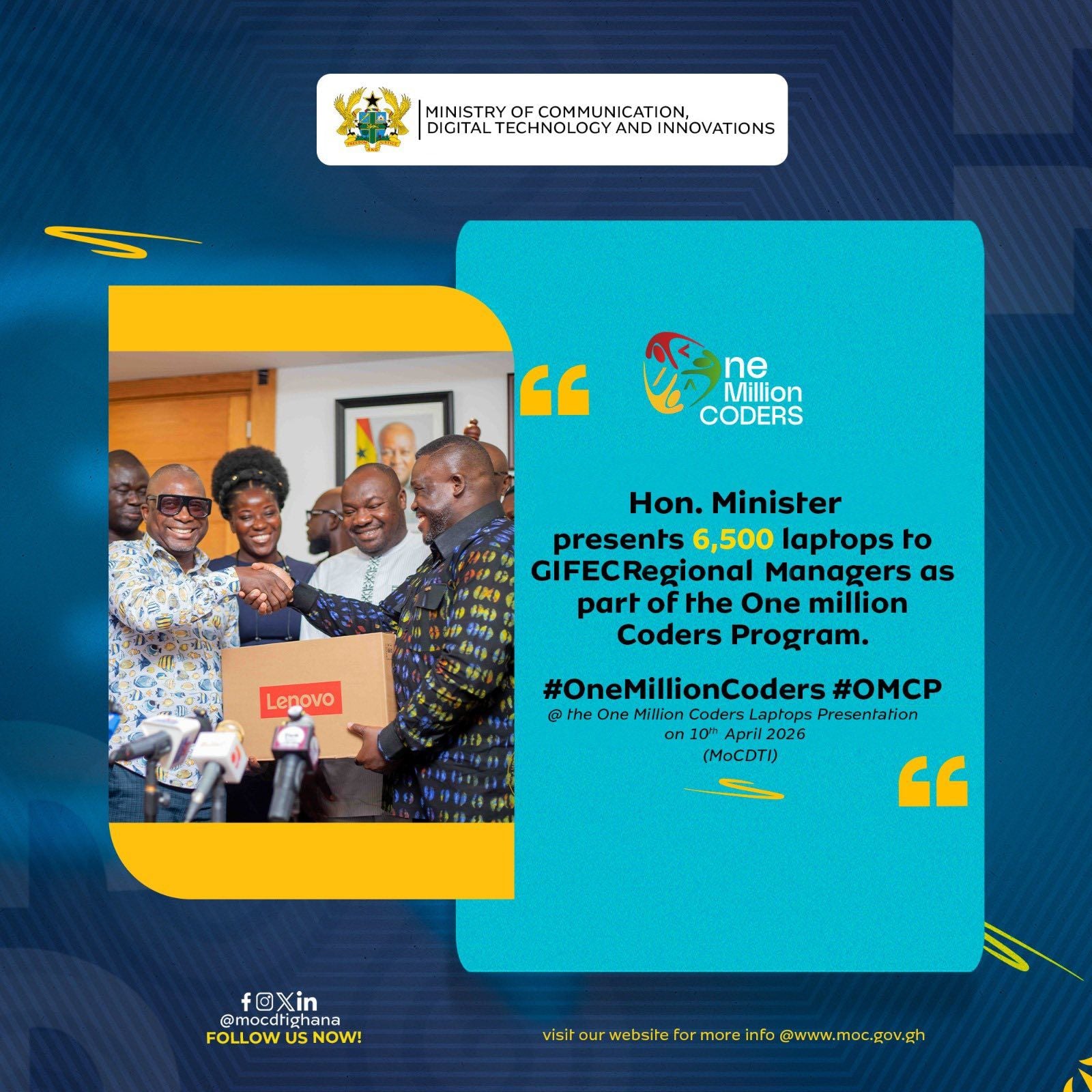 Govt distributes over 8,500 laptops to 1 Million Coders project