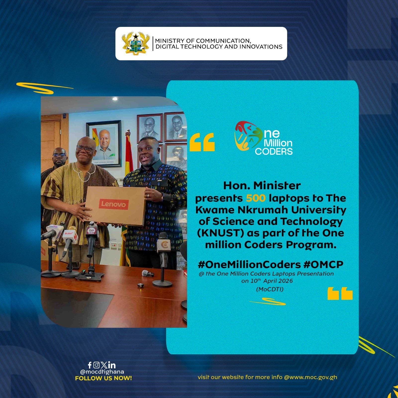 Govt distributes over 8,500 laptops to 1 Million Coders project