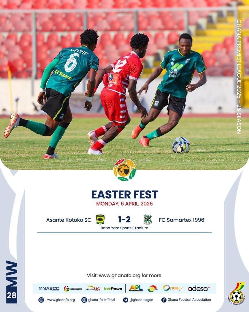 Asante Kotoko 1-2 Samartex: Home defeat adds to Kotoko’s woes