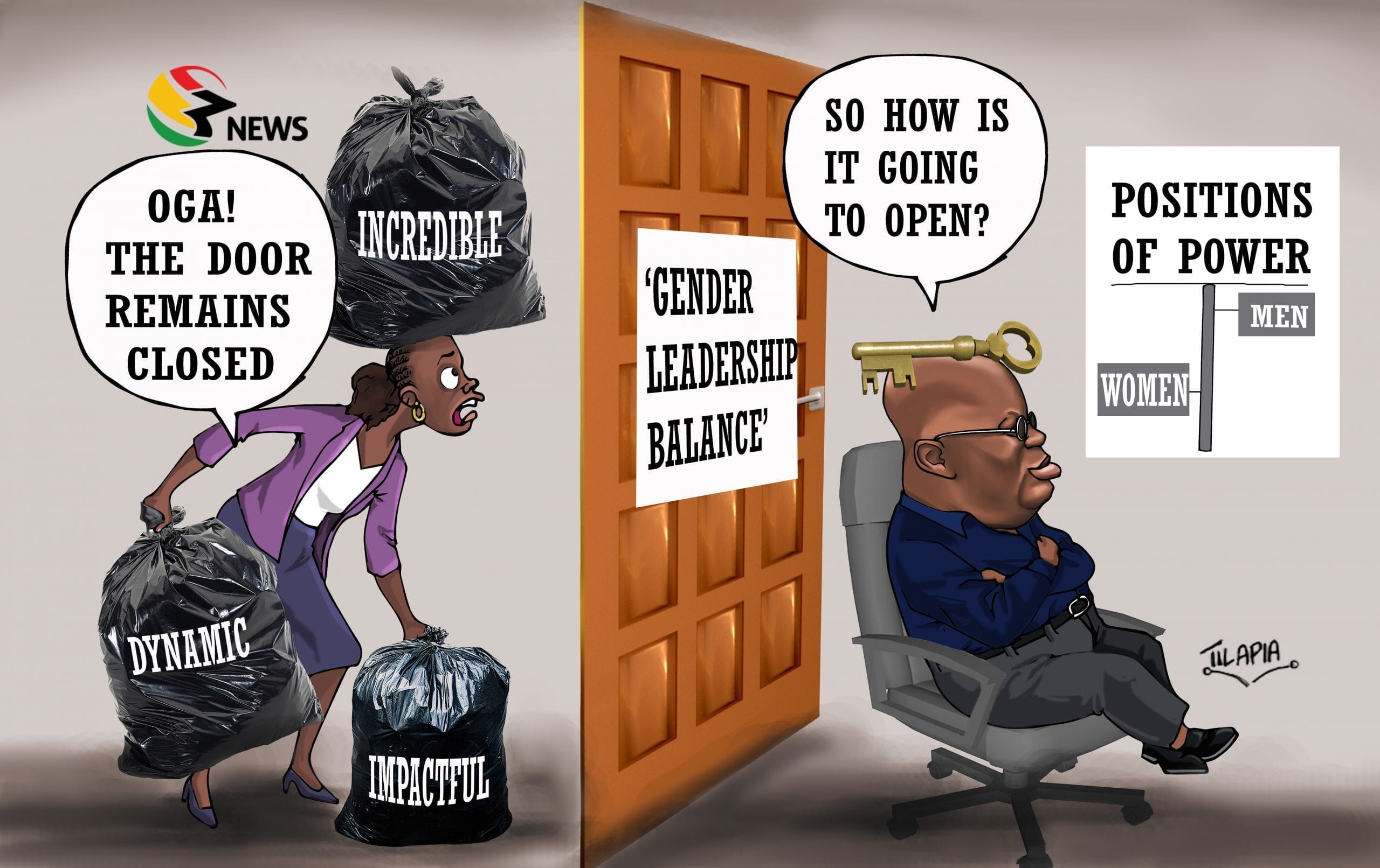 [Cartoon] The door to 'Gender leadership balance'.