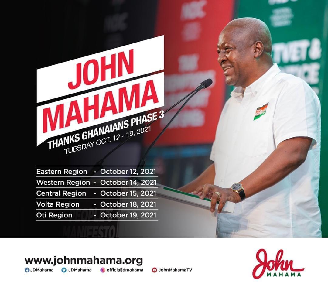 Mahama 'Thank You' tour hits 5 regions from Tuesday