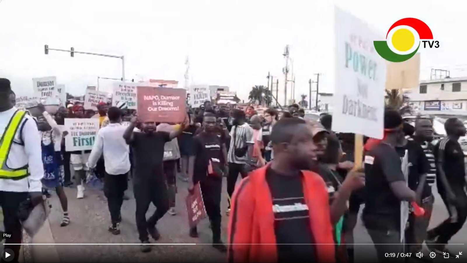 Videos: #DumsorMustStop protesters hit the streets of Accra