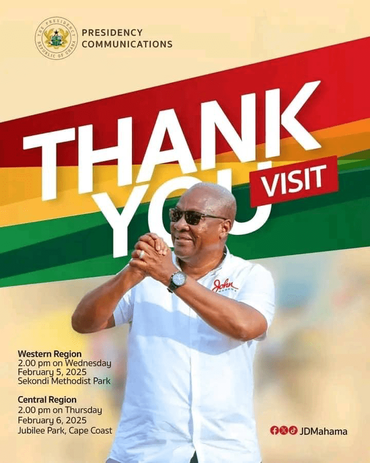 President Mahama continues Thank You Tour in Western and Central Regions