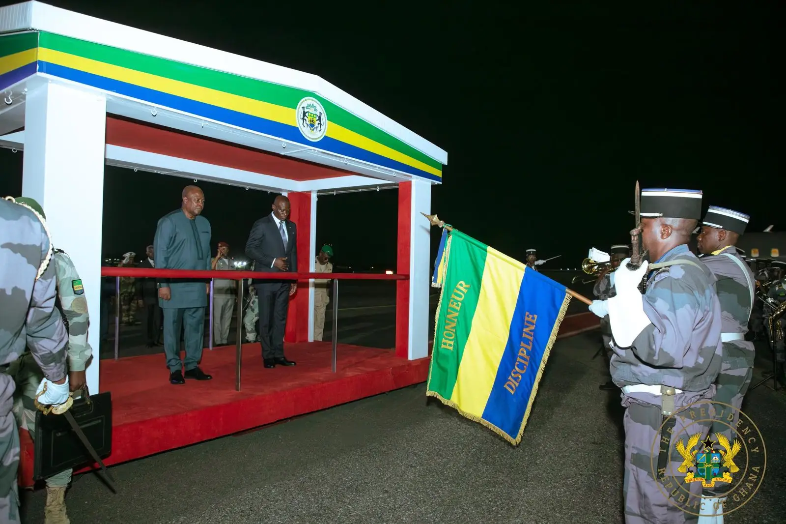 Photos: President-elect Nguema welcomes Mahama to Gabon