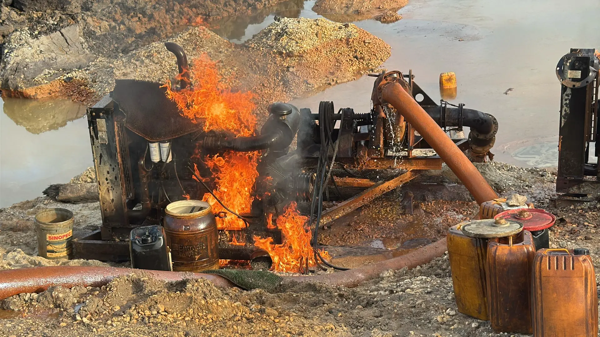 WR: Anti-Galamsey Task Force seizes 7 pump-action guns, 66 cartridges, 8 excavators from illegal miners
